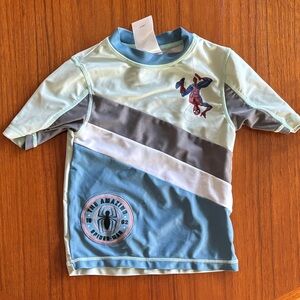 Disney Spider-Man Kids Swim Rashguard - Blue, Gray, and White